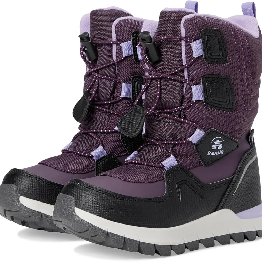 Kamik Purple Kids Waterproof Snow Boots with Easy Pull Tabs